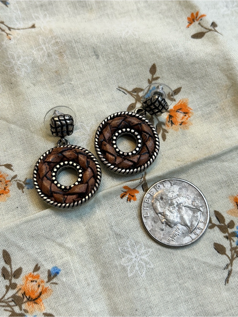 Chicos Brown Beaded Circle Drop Earrings